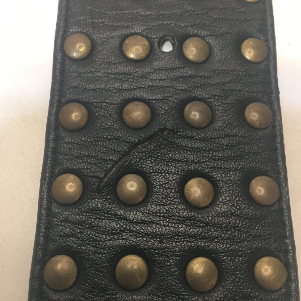 CATHERINE MALANDRINO Brown Brass STUDDED BELT Size M 34